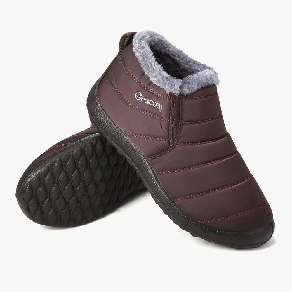 GRACOSY Warm Snow Ankle Boots Women's Size US 6 (China 37) Deep Brown WinterNWOT